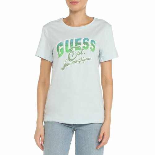 Футболка GUESS, размер L, серо-голубой