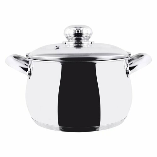 Кастрюля нержавеющая 9,0л d-280мм сферическая ТРС стеклянная крышка полые ручки лзми