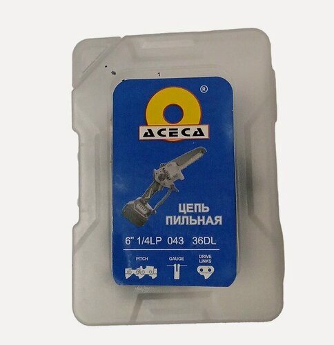 Изображение товара Цепь для аккумуляторной пилы хищник 6 дюймов, шаг 1/4-043, 36 звеньев