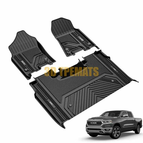Коврики 3D TPEMATS, Dodge Ram 1500, для салона, противоскользящие, с бортами, морозостойкие, термопластичная резина.