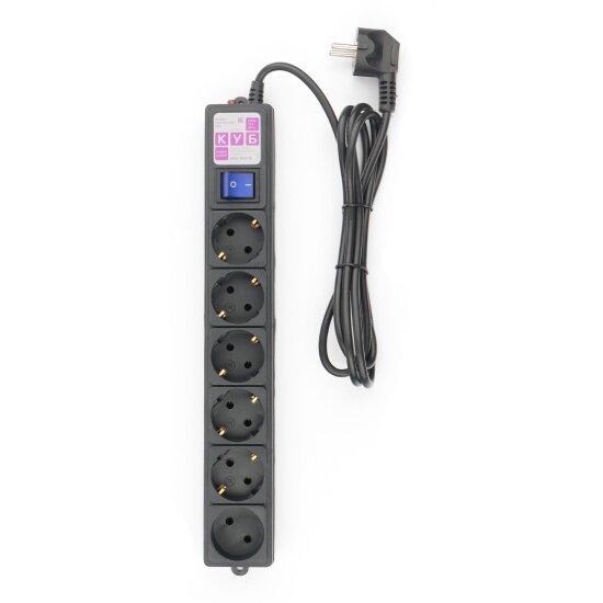 Сетевой фильтр Power Cube SPG6-B1, 3м 6 розеток (черный) 16А/3,5кВт (3*1,5)