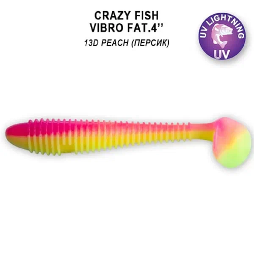 Силиконовая приманка мягкая съедобная Crazy Fish Vibro Fat 4' 10.00 см 15-100-13d-6 4 шт.