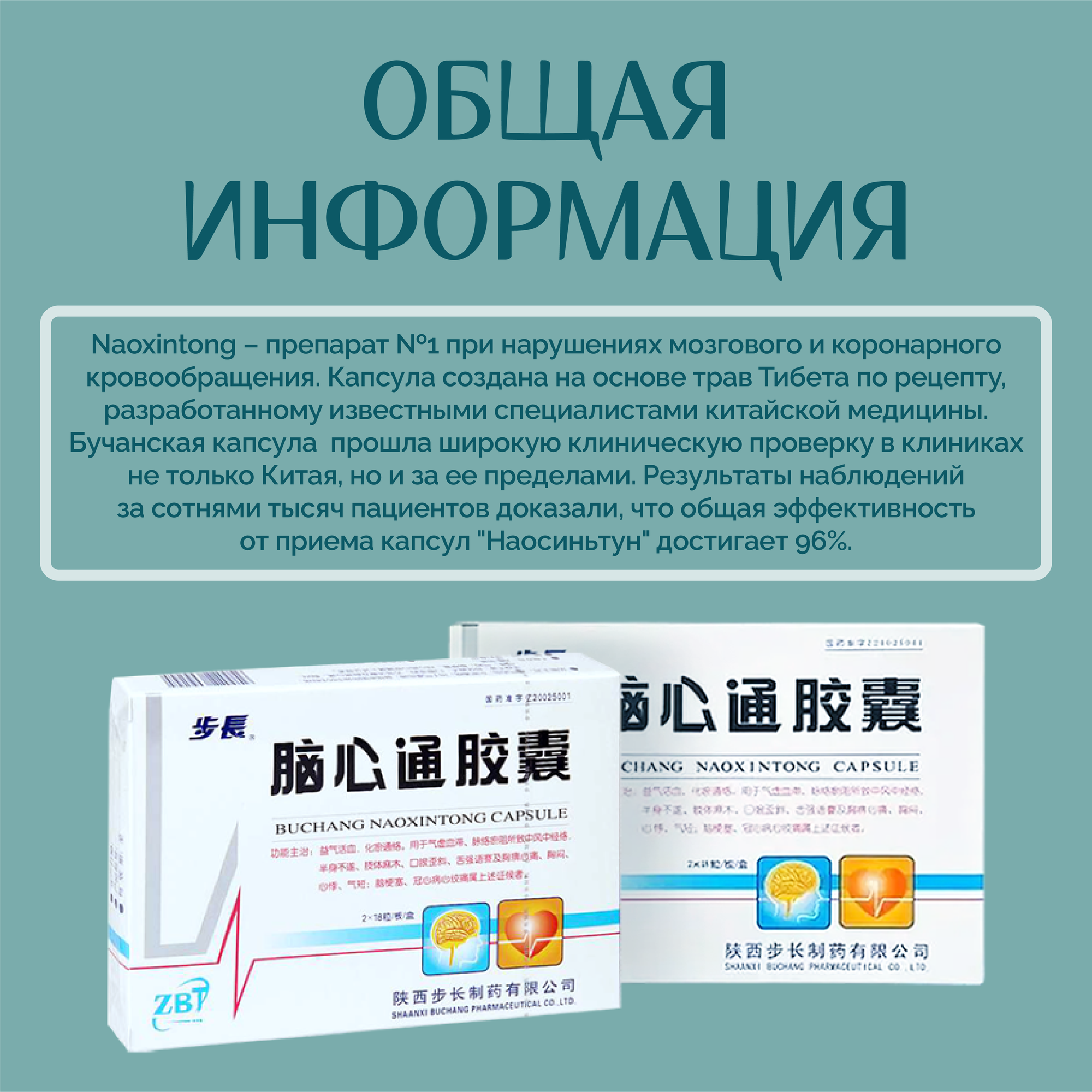 Картинки Бучанская капсула "Наосиньтун" от инсульта и ишемии Buchang Naoxintong Capsul 48 капсул
