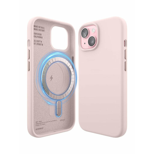 Elago для iPhone 15 чехол Soft silicone (Liquid) Lovely Pink (MagSafe) розовый