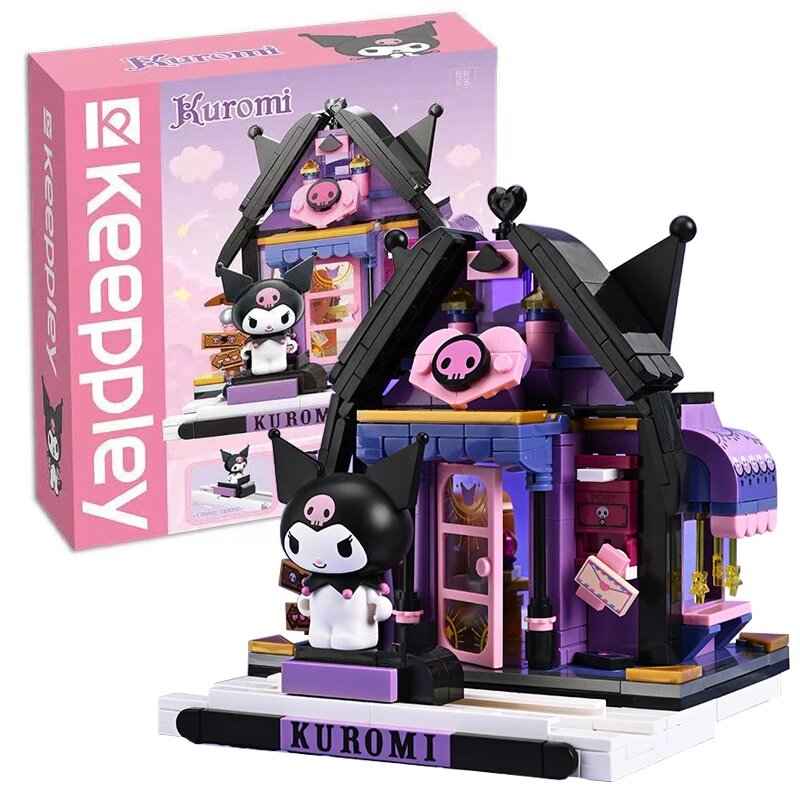 Совместим с LEGO Sanrio оригинальный кубики Kuromi Cinnamoroll Mymelody модель Hello конструктор кирпичи Kitty аниме сборка экшн, With Box, Розовый, Унисекс