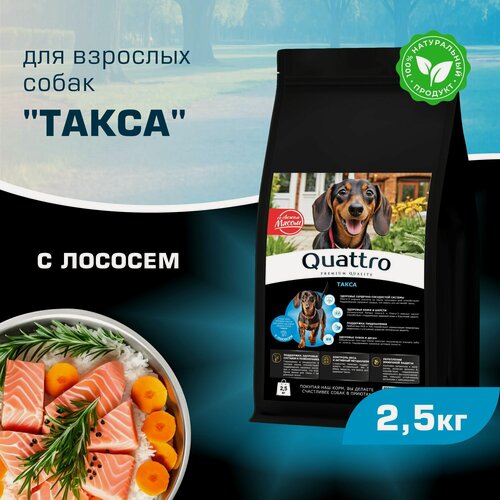 Изображение товара Quattro корм для взрослых собак породы Такса (стандартная), с лососем 2,5 кг