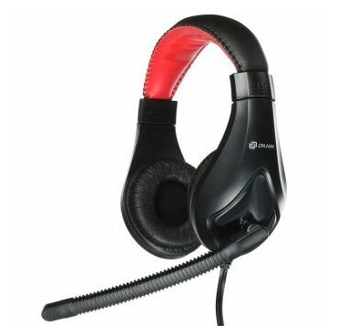 Наушники с микрофоном Oklick Оклик HS-L100 черный/красный 2м накладные оголовье (359485)