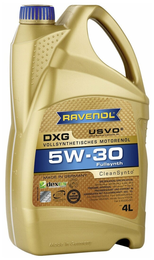 Масло Моторное Синтетическое Dxg Sae 5w30, 4л Ravenol арт. 4014835732391