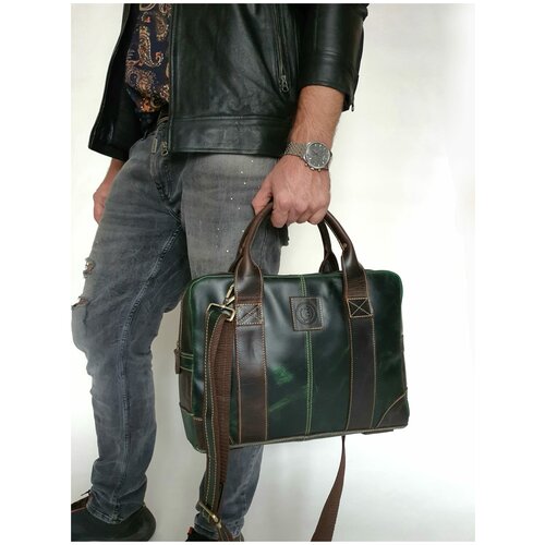 рюкзак black buffalo bags 129 фактура гладкая коричневый Портфель Black Buffalo Bags, фактура гладкая, зеленый