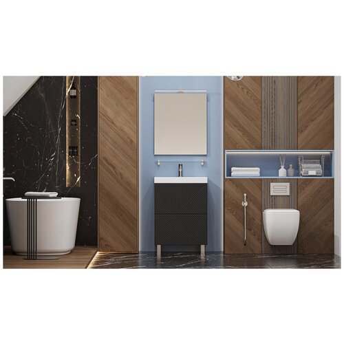 Тумба напольная с раковиной Velvex Edge 60.2Y графит