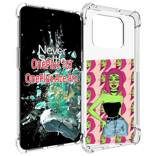 Чехол MyPads зеленая-девушка-с-глазом женский для OnePlus 10T задняя-панель-накладка-бампер