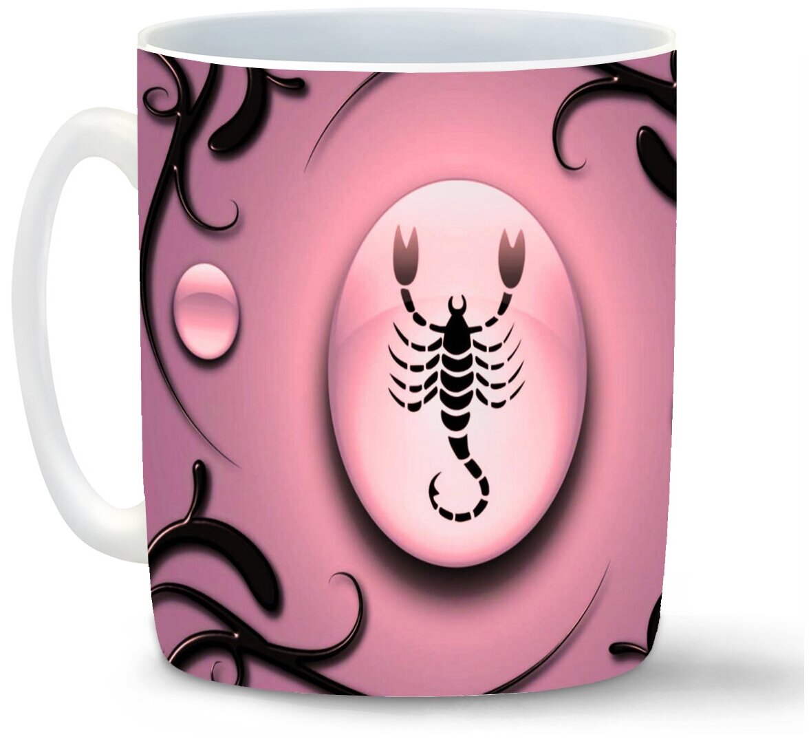 Кружка белая CoolPodarok Знаки Зодиака Скорпион Розовый фон