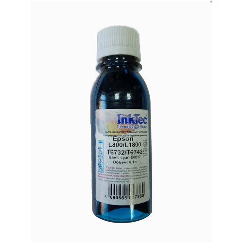 Чернила InkTec (E0017) для Epson L805/L1800 (T6732/ T6742), C, 0,1 л. чернила epson 673c t6732 для l800 l805 l810 l850 l1800