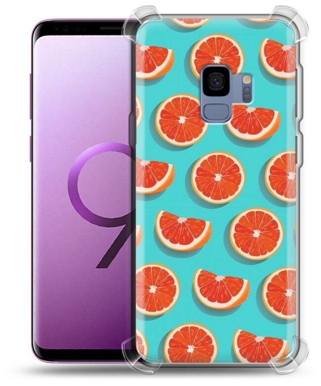 Дизайнерский силиконовый с усиленными углами чехол для Самсунг S9 / Samsung Galaxy S9 Апельсины