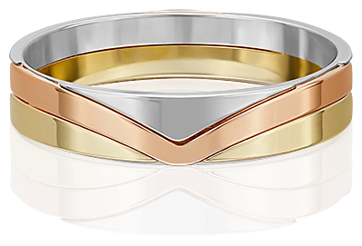Кольцо обручальное PLATINA, комбинированное золото, 585 проба, родирование, размер 15, серебряный, золотой