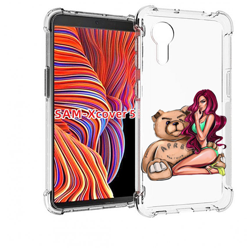 Чехол MyPads девушка-с-большим-плюшевым-мишкой для Samsung Galaxy Xcover 5 задняя-панель-накладка-бампер