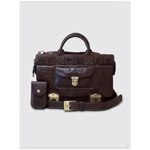 Сумка деловая кожаная S-0008 Bruno Bartello коричневая, сумка мужская повседневная