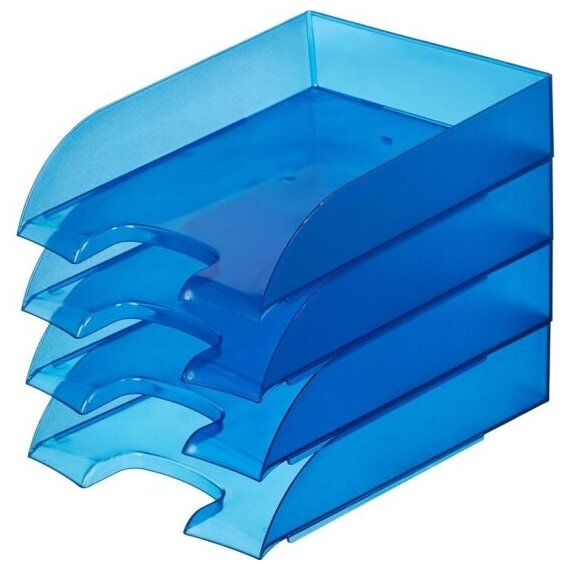 Лоток для бумаг Attache для бумаг , тонированный синий 4шт/упаковке
