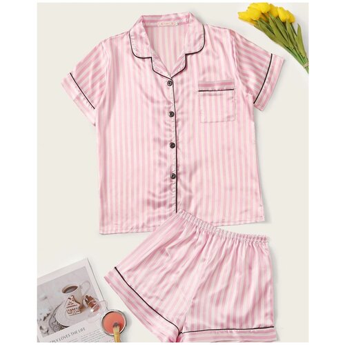 фото Пижама вс рубашка+шорты, цвет: розовый, арт. 1094 трикотаж +