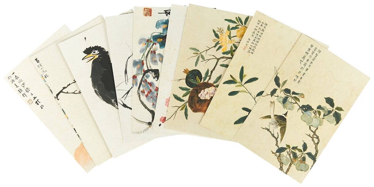 Цветы и птицы. Набор открыток (без автора) - фото №2
