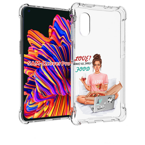 Чехол MyPads девушка-с-ноутбуком женский для Samsung Galaxy Xcover Pro 1 задняя-панель-накладка-бампер