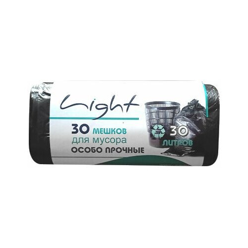 LIGHT Мешки для мусора 30л Особо прочные 30шт. в рулоне, 50 рулонов в коробке