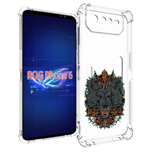 Чехол MyPads красивый злой волк для Asus ROG Phone 6 задняя-панель-накладка-бампер