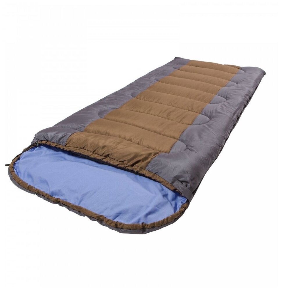 Спальный мешок одеяло Prival Camp bag плюс серый/коричневый, t extr -5 °С, 220х95, молния справа