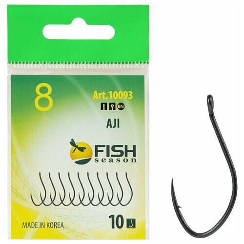 фото Набор 3уп!!! крючок aji-ring с ушком, покрытие bn, номер-8, 10шт/уп fish season