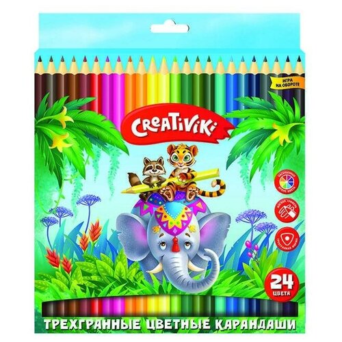 Карандаши цветные 24 цвета Creativiki (дерево, 3гр) картонная упаковка, 6 уп.