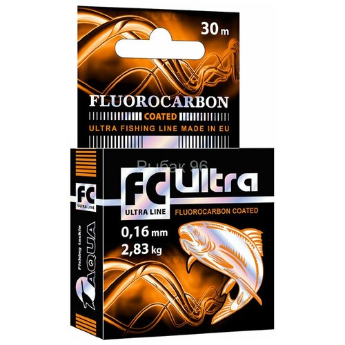 фото Леска aqua fc ultra fluorocarbon coated 0.25 30м