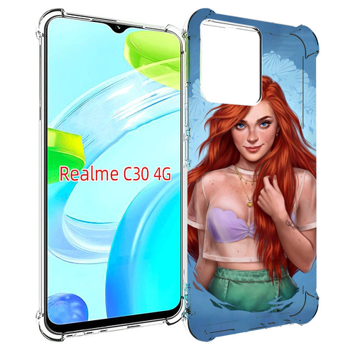 Чехол MyPads девушка-в-голубом-фоне женский для Realme C30 4G / Narzo 50i Prime задняя-панель-накладка-бампер чехол mypads девушка в черном купальнике женский для realme c30 4g narzo 50i prime задняя панель накладка бампер