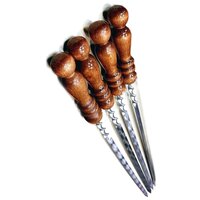 Шампур с деревянной ручкой "Лучезар" (произв. Россия) 63 см 4 шт