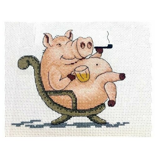 Набор для вышивания Сделано с любовью Кабан Сидорович 15x15 см, Свиньи Абстракция Животные