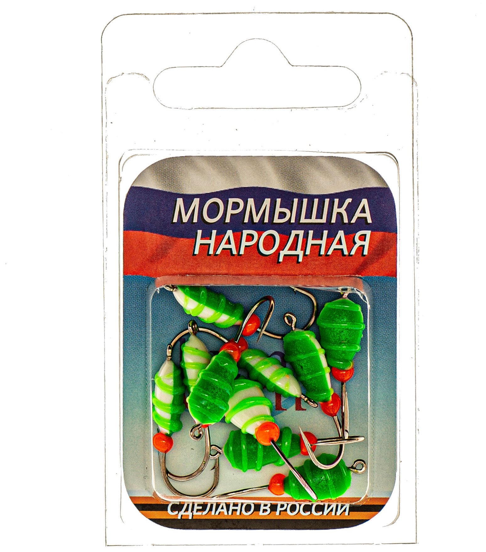 Мормышка фосфорная LumiCom № 7 (набор) крючок№8 Green (10шт в блистере)