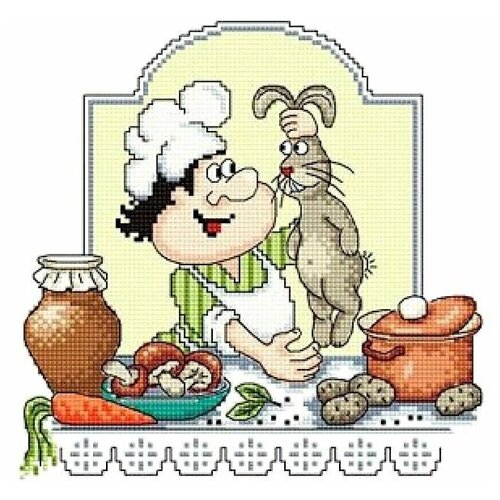 Набор для вышивания Сделано с любовью "Заяц с грибами" 21x21 см, Мужчины Еда Люди
