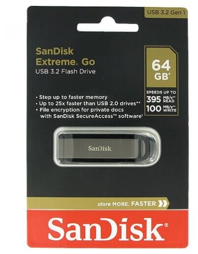 USB флешка Sandisk 64Gb Extreme Go USB 3.2 Gen 1 (395/100 Mb/s)