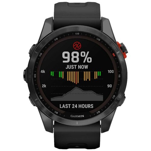 Garmin Fenix 7s Solar,серые с черным силиконовым ремешком (010-02539-13)