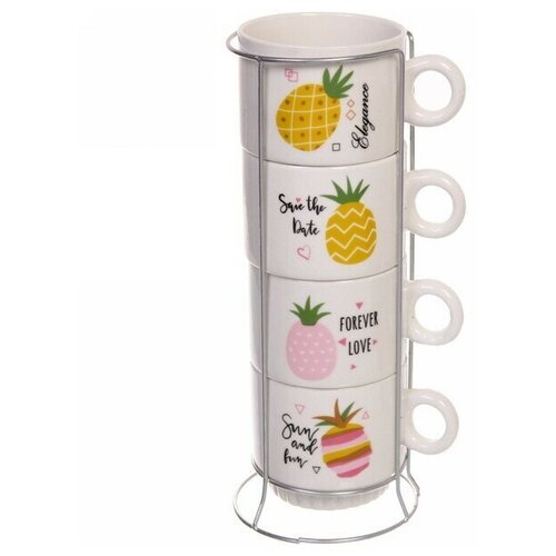 Набор кружек на стойке 280мл «Ананасы»