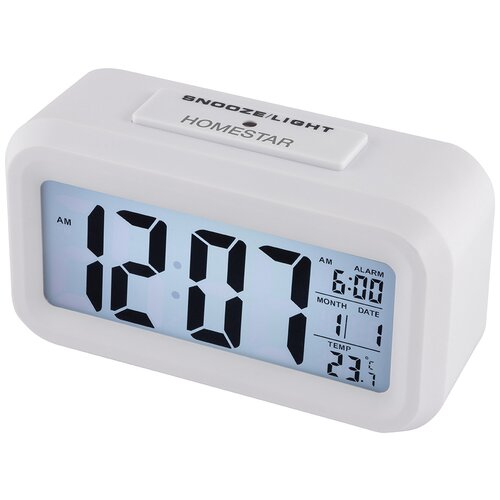 homestar часы homestar hs 0110 будильник температура подсветка 3хааа синие Часы с термометром HOMESTAR HS-0110, белый