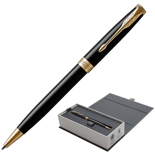 ручка parker sonnet core t539 1931475 черный цвет чернил Ручка шариковая PARKER Sonnet Core Lacquer Black GT, корпус черный глянцевый лак, позолоченные детали, черная, 1931497