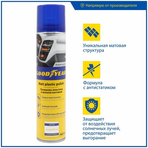 Полироль для пластика GOODYEAR матовый 400 мл, buble gum