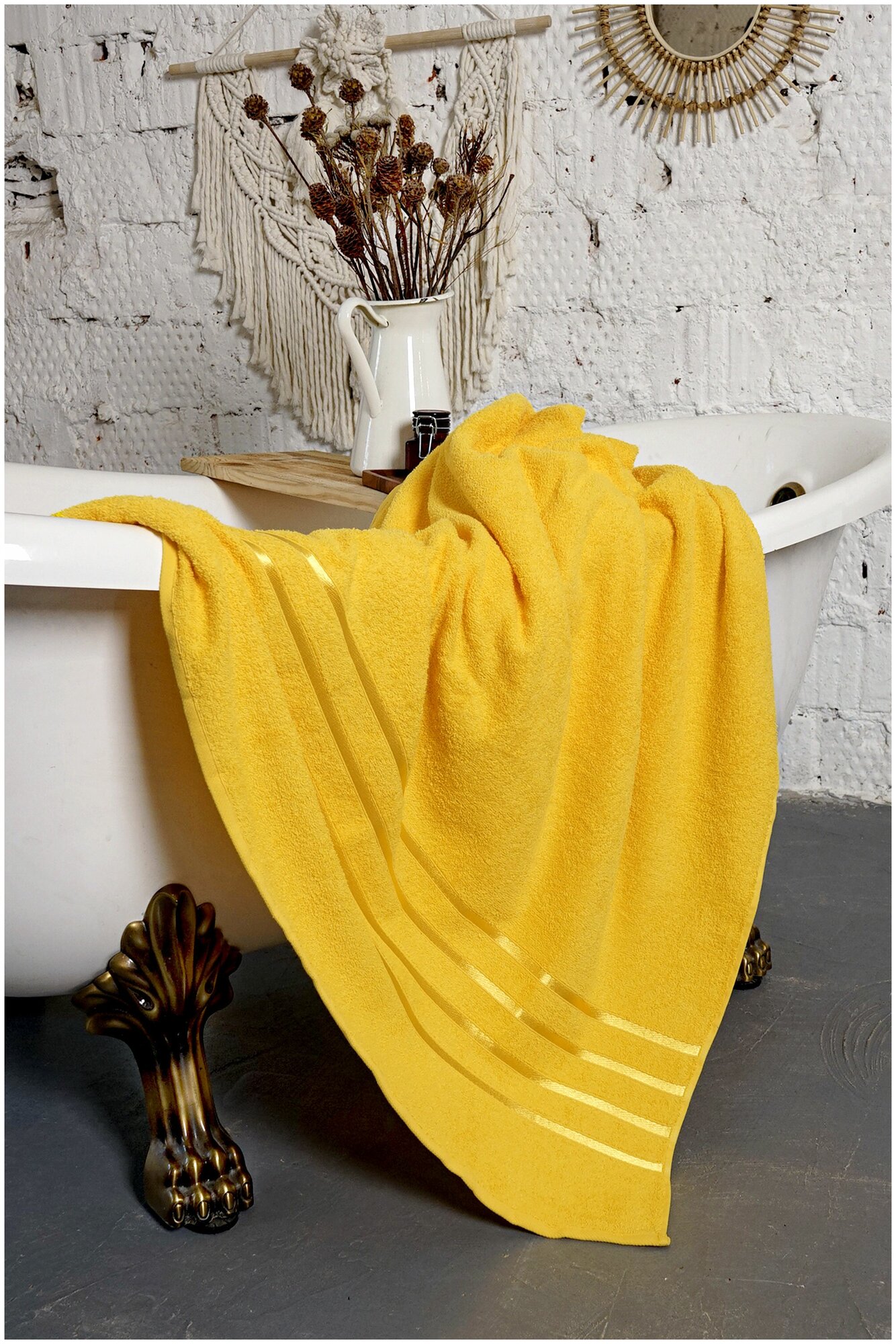 Полотенце банное Safia Orion 1 штука 100х150 см, цвет желтый - фотография № 4