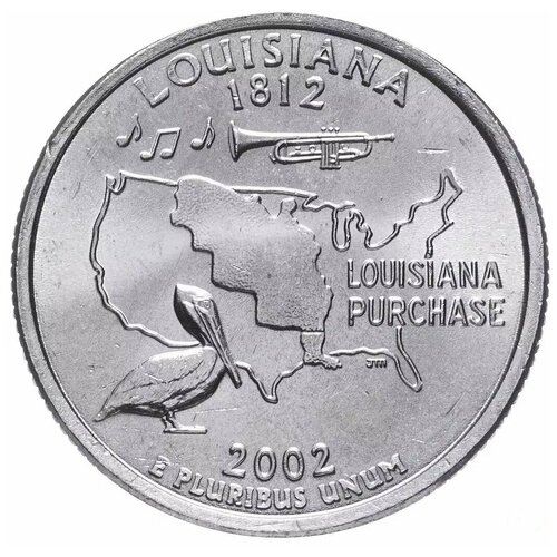 Монета 25 центов Луизиана! Штаты и территории. США Р 2002 UNC монета 25 центов квотер 1 4 доллара штаты и территории луизиана сша 2002 г в состояние unc без обращения