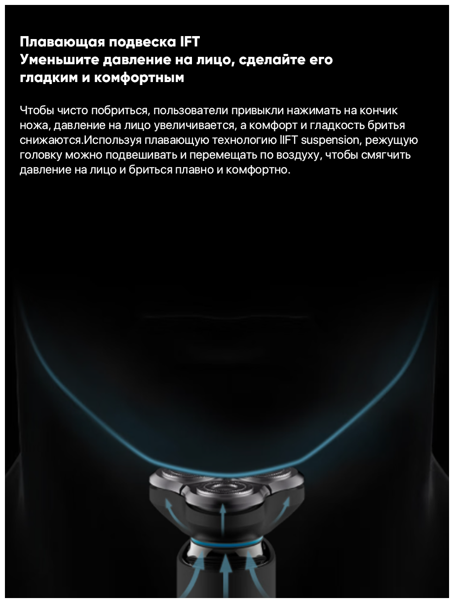 Электробритва c плавающей головкой Electric Shaver S500 black RU - фотография № 9