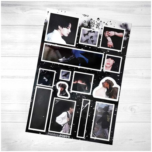 BTS Набор виниловых наклеек стикеры кпоп (k-pop) на листе А5 (3 шт)