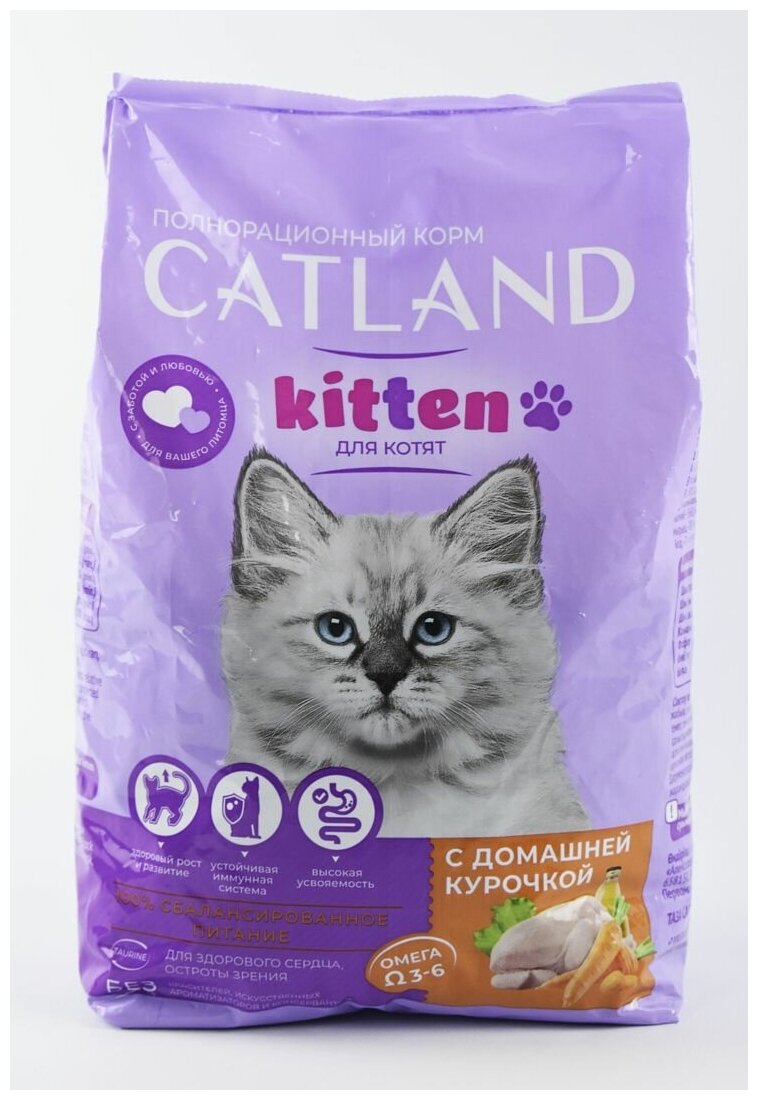 Сухой корм для котят с домашней курочкой, полнорационный, Catland, 1,3 кг