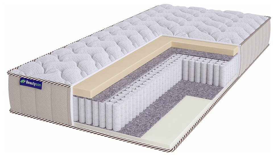 Матрас ортопедический пружинный Beautyson SPRING Soft EcoLatex 3 S1200 LUX 160x200, двуспальный, без клея, поставляется в рулоне