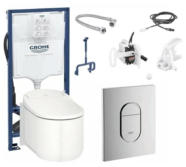 Готовый комплект для туалета GROHE Sensia Arena: подвесной унитаз-биде с инсталляцией, установочным набором и панелью (118890)
