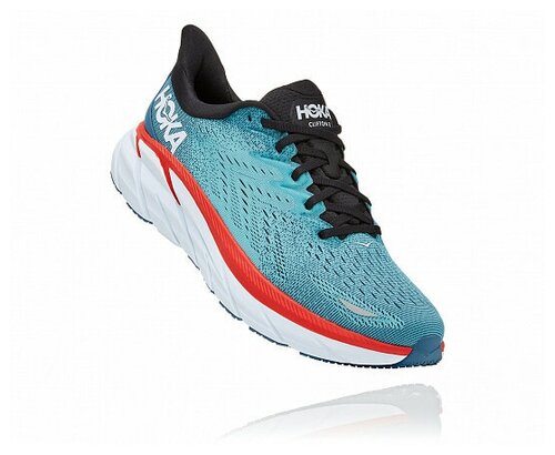 Кроссовки HOKA Clifton 8, демисезон/лето, беговые, полнота D, воздухопроницаемые, размер US10D/UK9.5/EU44/JPN28, красный, голубой